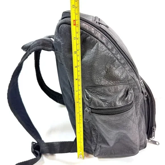 Wilsons Leather Rucksack Black Pebbled Leather Multi Pocket Travel Academia - Picture 10 of 13